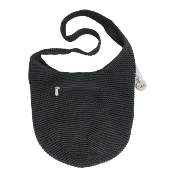 The SAK Black Knit Nylon Round Purse Bucket Bag - Picture 1 of 16